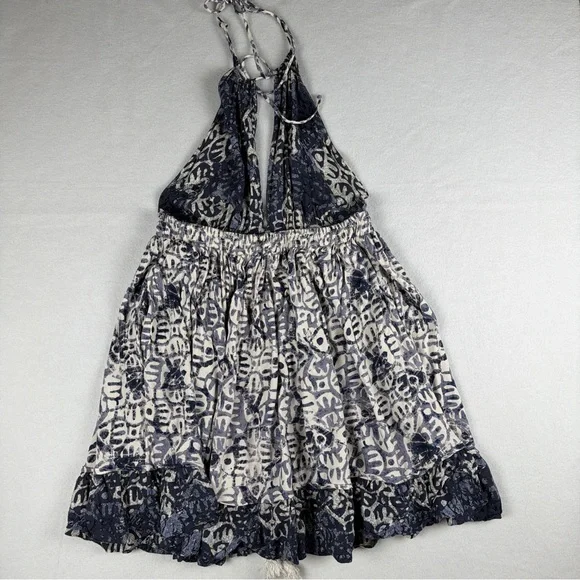 Free People Womens Beach Day Halter Mini Dress Blue Large - Picture 7 of 10